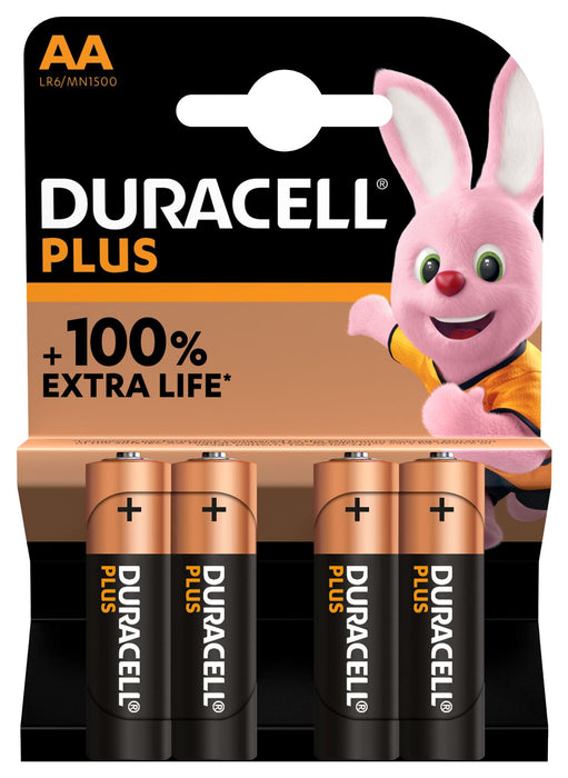 Duracell Plus AA Alkaline Batteries 1.5V - 4 pack